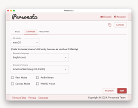 Profile settings, Fingerprint settings